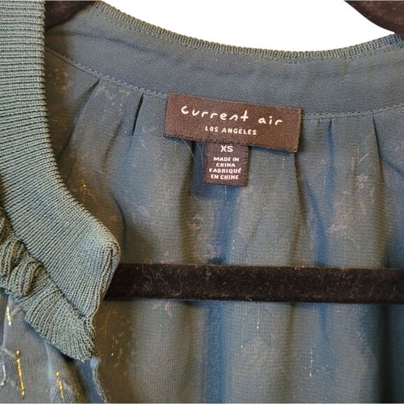 Current Air Dark Hunter Green Sparkle Blouse - Picture 3 of 7